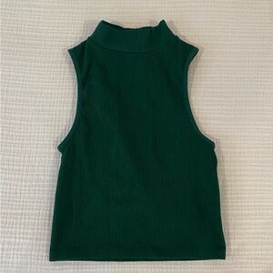 ZARA CROP TIGHT MOCK NECK EMERALD GREEN size: xs